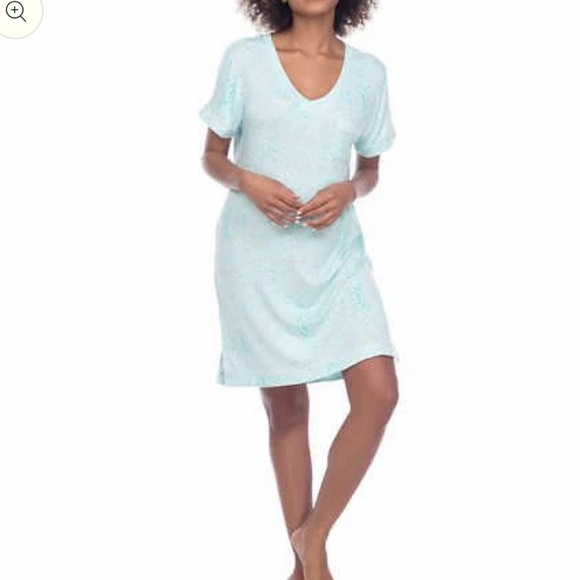 NWT 2 Ladies Short Sleeve Sleep Shirt (2 pack) Blue/Grey - size S - Picture 3 of 13